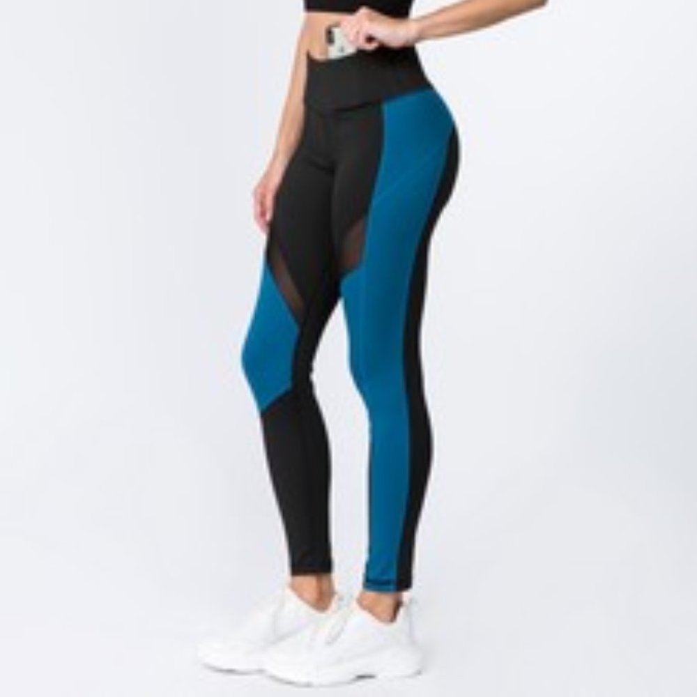 Active High Rise Colorblock Mesh with Pockets B/B - Picture 3 of 6
